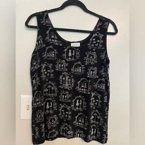 Chico's Black Graphic Tank Top